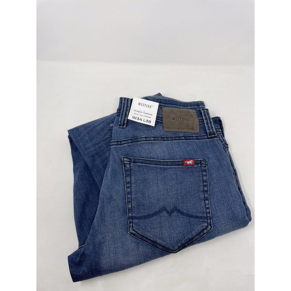 NEW Mustang Men’s Jeans Blue Denim Oregon Slim Low Tapered Fit 34x38 NWT